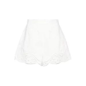 Zimmermann Witte Linnen Broderie Anglaise Shorts , White , Dames , Maat: XS