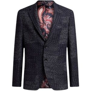 Etro, Heren, Jassen, Blauw, Maat: XL Wol,