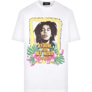 Dsquared2 - Bob Marley Skater T-shirt - Wit - Katoen