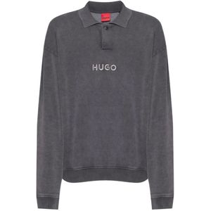 Hugo - Delwy Sweatshirt - Zwart - Heren - Katoenmix - Oversized Fit