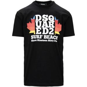 Dsquared2, Heren, Tops, Zwart, Maat: M Katoen,