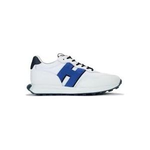 Hogan Witte en Blauwe Leren en Technische Stof Sneaker H601 , White , Heren , Maat: 45 EU