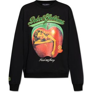 Dolce & Gabbana, Heren, Sweatshirts & Hoodies, Zwart, Maat: M Katoen,