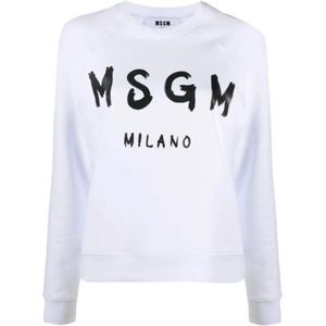 Msgm, Dames, Sweatshirts & Hoodies, Wit, Maat: L Katoen,