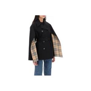 Burberry Dubbelrijige regenjas van katoenen gabardine , Black , Dames , Maat: XS