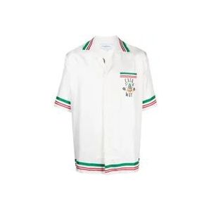 Casablanca Zijden Gebreide Kraag Shirt , White , Heren , Maat: L