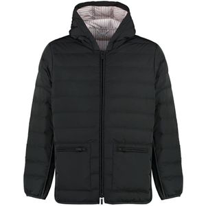 Thom Browne, Heren, Jassen, Zwart, Maat: S Leer,