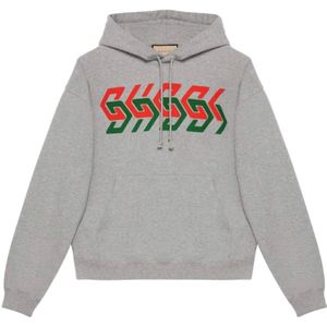 Gucci, Heren, Sweatshirts & Hoodies, Grijs, Maat: 2XL Katoen,