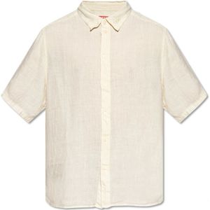 Diesel, Heren, Overhemden, Beige, Maat: 2XL Linnen,