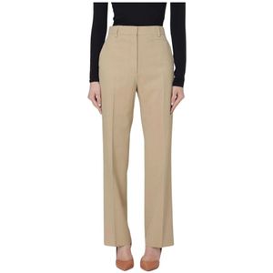 Sportmax, Dames, Broeken, Beige, Maat: M Leer,