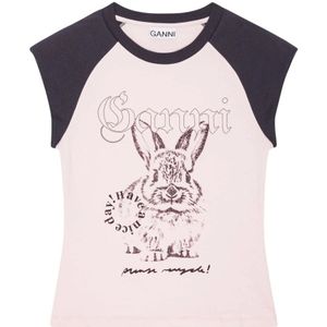 Ganni, Dames, Tops, Roze, Maat: L Katoen,