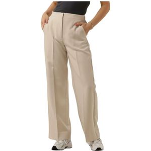 Second Female - Evie Classic Broek - Beige - Polyester - Wijd Uitlopend Ontwerp