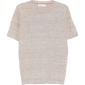 Brunello Cucinelli, Heren, Truien, Beige, Maat: L Linnen,