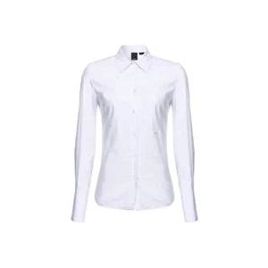Pinko Poplin Overhemd met Geborduurd Logo , White , Dames , Maat: S