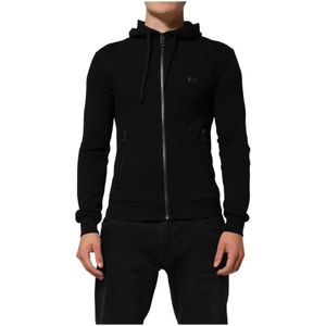 Dolce & Gabbana, Heren, Sweatshirts & Hoodies, Zwart, Maat: XS Katoen,