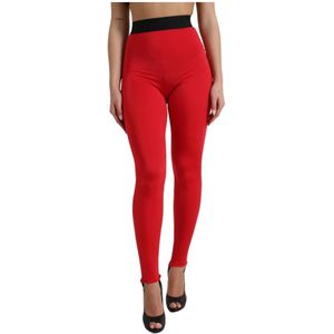 Dolce & Gabbana - Leggings - Rood - Hoge Taille - Nylon