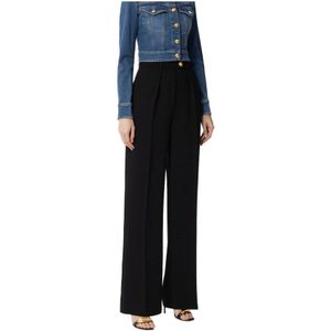 Elisabetta Franchi - Palazzo Broek - Zwart - Crêpe - Rechte Pasvorm