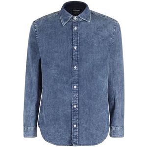Dondup, Heren, Overhemden, Blauw, Maat: L Denim,