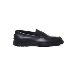 Tod's Zwarte Leren Loafers Rubberen Zool Italië , Black , Heren , Maat: 42 EU