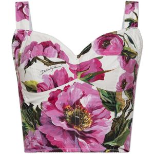 Dolce & Gabbana - Floral Pattern TOP - Veelkleurig - Dames - Getailleerde Pasvorm