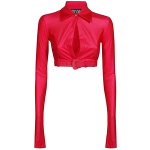 Versace Jeans Couture, Dames, Tops, Roze, Maat: S Polyamide,