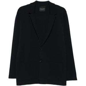 Roberto Collina, Heren, Jassen, Blauw, Maat: 2XL Wol,