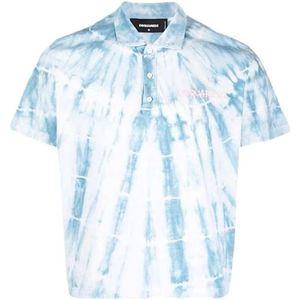 Dsquared2, Heren, Tops, Blauw, Maat: S Katoen,