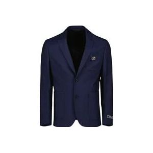 Versace Klassieke Blazer met Zilveren Medusa Details , Blue , Heren , Maat: XL