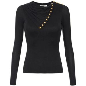 Elisabetta Franchi, Dames, Tops, Zwart, Maat: S Jersey,