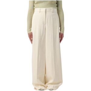 Jil Sander, Dames, Broeken, Wit, Maat: M Linnen,