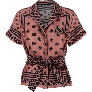 Dolce & Gabbana, Dames, Blouses & Shirts, Roze, Maat: XS Zijde,