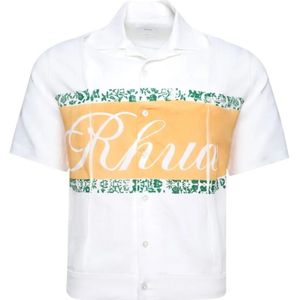 Rhude, Heren, Overhemden, Wit, Maat: XS Linnen,