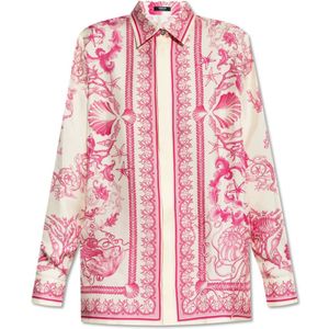 Versace, Dames, Blouses & Shirts, Roze, Maat: 3XS Zijde,