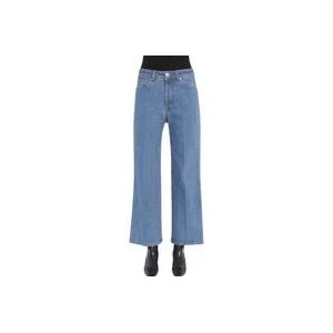Lanvin Wijde Pijp Jeans - Hoge Taille, Lichtblauwe Wassing , Blue , Dames , Maat: M