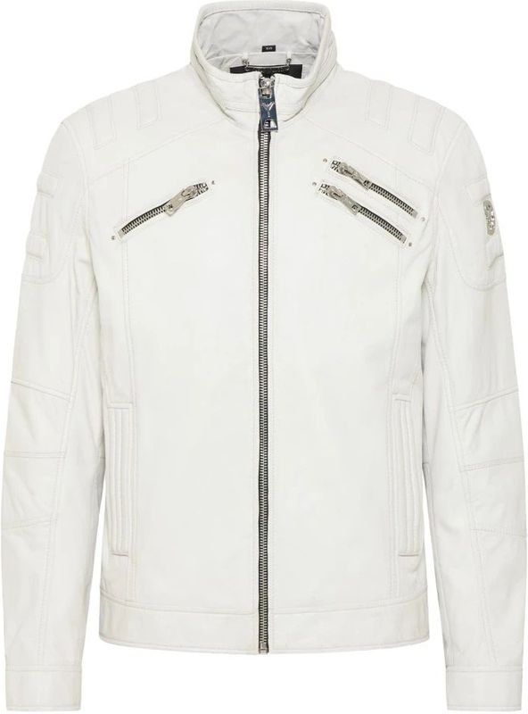 Carlo Colucci - Joker Bikerstijl - Leren Jas - Wit - Heren