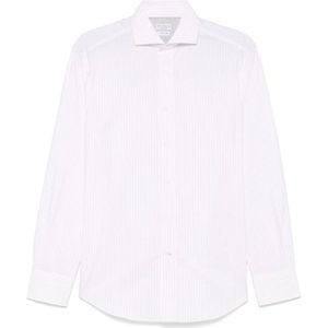 Brunello Cucinelli, Heren, Overhemden, Wit, Maat: L Katoen,
