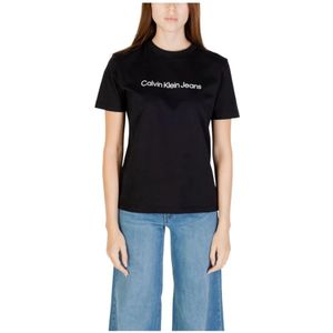 Calvin Klein Jeans, Dames, Tops, Zwart, Maat: M Katoen,