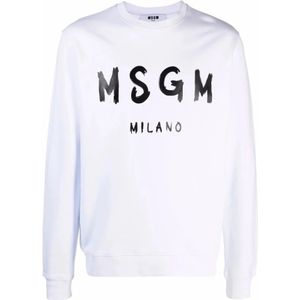 Msgm, Heren, Sweatshirts & Hoodies, Wit, Maat: M Katoen,