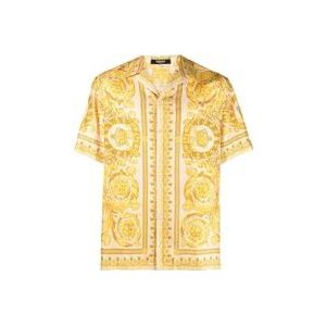 Versace Barocco Print Zijden Shirt , Beige , Heren , Maat: M