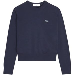 Maison Kitsuné, Dames, Sweatshirts & Hoodies, Blauw, Maat: S Wol,