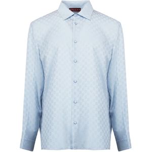 Gucci, Heren, Overhemden, Blauw, Maat: XL Zijde,