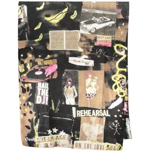Desigual - Rechthoekige Sjaal - Zacht - 180 x 95 cm - Ruitpatroon en Kunstzinnige Print