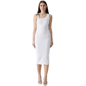 Versace Jeans Couture, Dames, Jurken, Wit, Maat: 2XS Katoen,