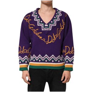 Dolce & Gabbana, Heren, Truien, Paars, Maat: M Wol,