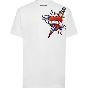Philipp Plein, Heren, Tops, Wit, Maat: 3XL Katoen,