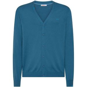 Sun68, Heren, Truien, Blauw, Maat: L Katoen,