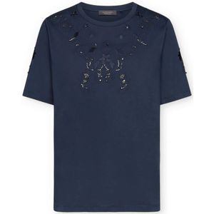 Elena Mirò, Dames, Tops, Blauw, Maat: S Katoen,