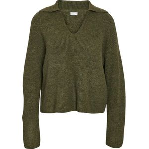 Noisy May - Nmnella Polo Wide Sleeve Knit - Trui - Kalamata/melange