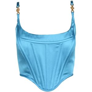 Versace, Dames, Tops, Blauw, Maat: S Viscose,