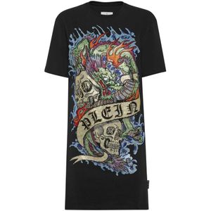 Philipp Plein, Dames, Jurken, Zwart, Maat: S Katoen,